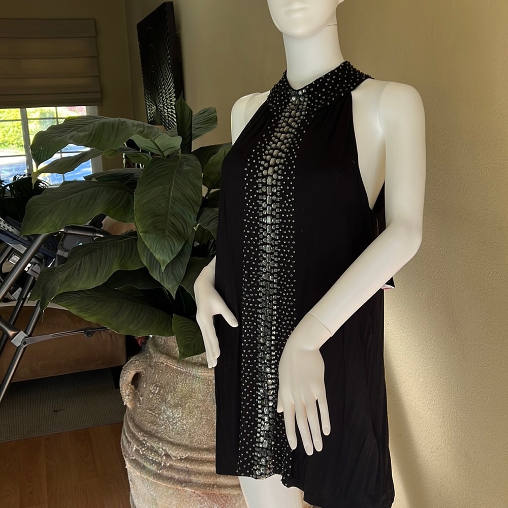 Black bedazzled mini dress- or top